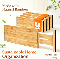 Lot de 4 séparateurs de tiroirs extensibles en bambou, organiseurs de tiroirs, inserts de tiroirs pour cuisine, commode de chambre et salle de bain