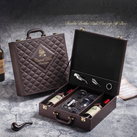 Boîte de rangement et d'emballage de luxe en cuir PU pour vin rouge et boissons, avec logo personnalisé, accessoires inclus, taille personnalisable