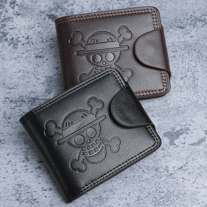 Newest Wholesale Front Pocket Trendy Skull Cartoon Bank <b>Card</b> Cash Black PU Bifold <b>Wallet</b> with logo - Product Image 1