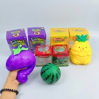 Juguete de descompresión de frutas de simulación con caja independiente, con textura de uva grande, piña, oso y sandía, para apretar y aliviar el estrés