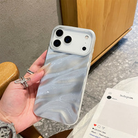 Mignon Vague Ondulation D'eau Motif Cas pour iPhone 17 Air 17 Pro Max Mince Satin Brillant Doux TPU Antichoc Mobile Couvre pour Les Filles