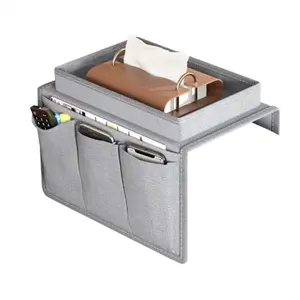 Polyester Storage Bag Multi Pocket <b>Sofa</b> Tray Armrest Tray Hanging Storage Bag with Pockets and Cup Holder Tray - Product Image 4