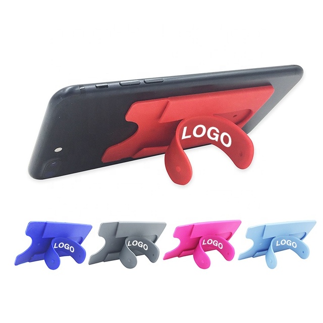 Factory Custom Logo Silicone Adhesive Mobile Card Holder Stick Phone Stand Card Holder With Slap Stand
