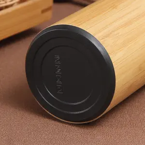 Eco Friendly Insulated Stainless Steel Tea Infuser Wooden Flask Wood Tumbler Thermos Bamboo Water Bottle
