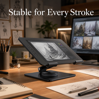 Support de tablette pour ordinateur portable de bureau, rotation à 360 degrés, compatible iPad, design pliable, construction en métal robuste, rangement compact
