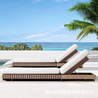 Chaise longue de plage moderne en métal pour l'extérieur, imperméable, pour villa, piscine, cour, maison, bord de mer, avec coussins