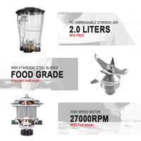 Blender commercial électrique 8003GB, prix d'usine, moteur en cuivre pur, capacité de 2L, broyeur de glace, mixeur pour smoothies, usage domestique, 5+