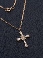 Collier pendentif croix Lerca en or 18 carats entièrement pavé de diamants de laboratoire DE VVS, coupe fantaisie, minimaliste, bijoux pour femmes avec chaîne
