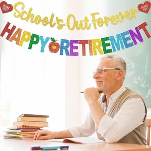 Striscione 'La Scuola è Finita per Sempre' - Decorazioni per Pensionamento Insegnanti, Accessori per Festa di Addio con Glitter - Product Image 2