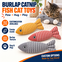 Mainan Ikan Catnip dari Kain Linen, Mainan Kunyah dan Tendang untuk Kucing, Mainan Interaktif untuk Menggigit dan Menendang dengan Isian Kapas PP