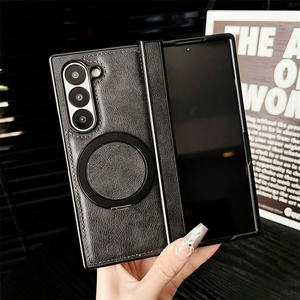 360 rotatif en aluminium pliant béquille PU étui de téléphone en cuir pour Samsung Galaxy <span class=keywords><strong>Z</strong></span> pli 7 6 5 <span class=keywords><strong>4</strong></span> couverture magnétique de charge sans fil - Product Image 1