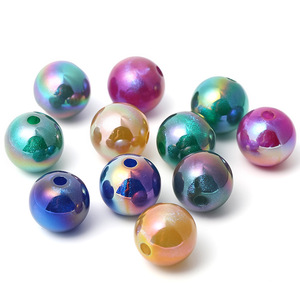 Nouveau produit créatif acrylique couleur unie foncée UV galvanoplastie Quicksand perles rondes en vrac bricolage perles de chaîne de téléphone portable - Product Image 4