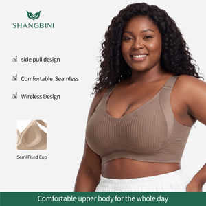 <span class=keywords><strong>Sujetador</strong></span> Inalámbrico SHANGBINI para Mujer, <span class=keywords><strong>Talla</strong></span> <span class=keywords><strong>Grande</strong></span> 5XL, Tirantes Anchos, Alta Elasticidad, <span class=keywords><strong>Sujetador</strong></span> sin Costuras con Copas Grandes - Product Image 2