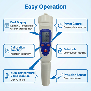 Sonde de <span class=keywords><strong>salinité</strong></span> numérique LCD de type stylo LYD-101 étanche OEM/ODM pour aquarium d'<span class=keywords><strong>eau</strong></span> salée, étang à poissons, <span class=keywords><strong>test</strong></span> de saumure alimentaire 0,2% - Product Image 2