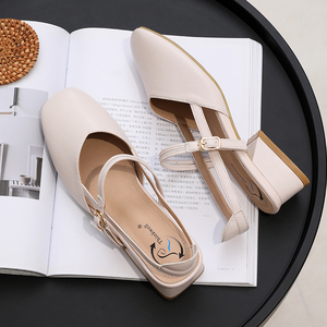 Sandales à talons pour femmes et dames, avec bride de cheville réglable, confortables et douces, couleur beige laiteux, été <span class=keywords><strong>2022</strong></span> - Product Image 4
