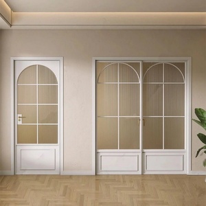 Porte battante en alliage d'aluminium sur mesure, style français vintage, porte intérieure de salle de bain avec panneaux de verre ultra-émincés - Product Image 2