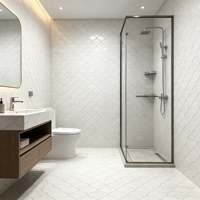 Carrelage Mosaïque Luxe 290x300mm Effet Porcelaine Métallique Glaçurée Mat Craquelé pour Mur de Salle de Bain Moderne, Briques de Foyer, Appartement, Villa