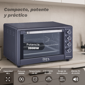 Forno elettrico a convezione Grunkel Heat Pro Max 48L con funzione girarrosto per uso su piano di lavoro - Product Image 3