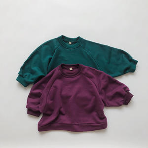 Vente en gros usine : Sweat-shirt à col ras du cou uni, 5 couleurs, ensemble crop top pour enfants, sweat-shirt marron personnalisé pour bébé - Product Image 2