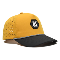 Casquette de baseball pour homme à 5 panneaux, perforée au laser, avec logo KB en PVC authentique, personnalisable, avec cordon en nylon, style casquette de chauffeur de camion et de golf