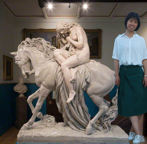 Estatua de Lady Godiva de Mármol Blanco de Tamaño Real, Escultura de Chica Sexy con Caballo - Product Image 2