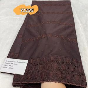 Dentelle polonaise noire africaine de haute qualité 100 % coton avec foulard africain Aso Oke et écharpe nigériane pour vêtements de fête pour hommes - Product Image 6