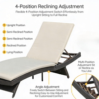 Meubles d'extérieur Meiqi : Chaise longue pliante en osier avec table d'appoint, transat de piscine et de plage, chaise inclinable anti-UV pour hôtel et parc