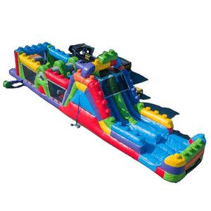 15x3m percorsi gonfiabili a ostacoli colorati di squadra di lavoro Sport giochi, commerciale buttafuori scivoli d'acqua con piscina e ostacoli giocattoli - Product Image 1