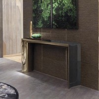 Console d'angle de luxe en marbre pour couloir, console décorative pour salon, table moderne épaisse argentée