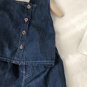 Ensembles de vêtements en jean pour filles tendance : T-shirts à manches courtes, débardeurs et shorts décontractés - Product Image 2
