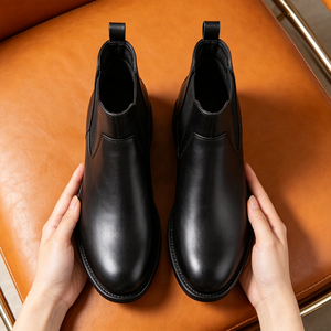 Hot Selling Genuine <strong>Leather</strong> Women's Short <strong>Boots</strong> <strong>Flat</strong> Shoes Solid Color Simple Design Versatile Daily Wholesale <strong>Boots</strong> - Product Image 5