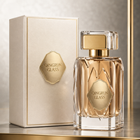 Vente flash - Flacon de parfum carré transparent recyclable avec logo personnalisé, flacon de parfum en verre vide avec bouchon doré et boîte personnalisée