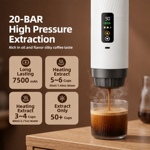 Factory Patent New Arrival 20Bar Self-heating Cold and Hot High Pressure Extraction Portable <b>Espresso</b> Coffee Machine for Camping - Product Image 2