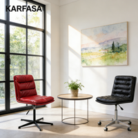 Chaise de bureau pivotante en cuir à dossier moyen, design moderne, sans accoudoirs, pour le maquillage, le bureau, le laboratoire informatique ou le salon