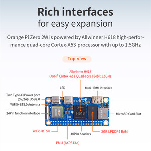 Cam Pi ZERO 2W ban phát triển 2GB RAM DDR4 máy tính bảng duy nhất với wifi-bt Allwinner h618 <span class=keywords><strong>chip</strong></span> - Product Image 3
