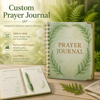 Carnet de Prières Personnalisé à Spirale, Couverture Couronne de Feuilles Vertes, Pages Intérieures Gratitude Matinale avec Dorure à Chaud, OEM ODM Vente en Gros