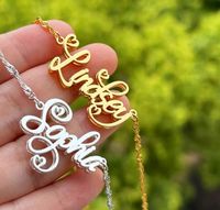 Collar con Colgante de Doble Corazón Personalizado con Letras de Nombre, en Acero Inoxidable, Chapado en Oro/Plata/Oro Rosa de 18K, para Aniversario, YBcustom