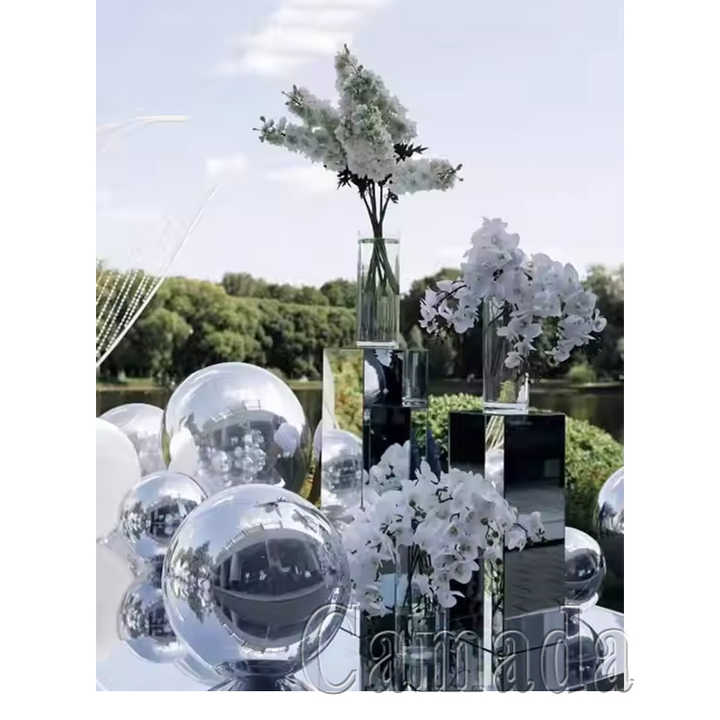 Disco Mirror Ball 10cm-50cm RGBW LED Light Source Indoor Outdoor Ballroom Glass Reflecting Ball for Decorations