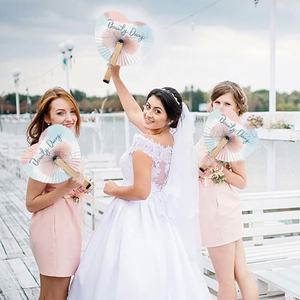 Personalized Round <b>Paper</b> Pocket Folding <b>Fans</b> for Wedding - Product Image 1