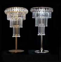 Décoration de mariage, centre de table doré et argenté avec porte-bougie lumineux, support à fleurs en métal et cristal, centre de table pour fête de mariage