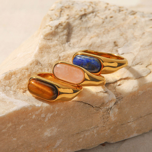 Tùy Chỉnh Hình Chữ Nhật Pha Lê Vòng Trang Sức 18K Mạ Vàng Thép Không Gỉ Zircon Nhẫn Đối Với Phụ Nữ - Product Image 4