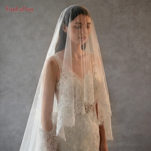 Voile de mariée YouLaPan V323, longueur cathédrale, dentelle brodée à la main, sans peigne, adapté aux cérémonies de mariage - Product Image 4