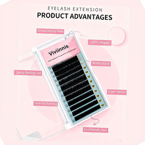 Plateaux de cils en velours cachemire pour extensions de cils individuels volume russe, noir mat, marque privée, logo personnalisé, 0.03 0.05 C CC D - Product Image 3