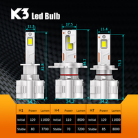 Phares LED LANSEKO H4 H13 H7 H11 9005 avec puce LED GC-7545 120W 22000LM, double tube en cuivre, PCB pour ampoules de phares LED de voiture