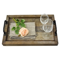 Großhandel Antikes Vintage Holz-Serviertablett Farmhaus Dekoratives Distressed Metall-Griff Küchen- und Wohnzimmer-Tablett Handgefertigt