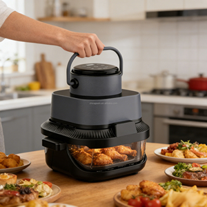 Nouvelle <span class=keywords><strong>Friteuse</strong></span> à Air Portable en Verre 2026 avec 2 Tailles de Bols en Verre Transportables (4L et 1,5L) – Grands et Petits Bols en Verre Inclus pour Usage Domestique - Product Image 1