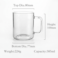 13oz Borosilicaat Glazen Mok Transparant BPA-Vrij Vaatwasser & Magnetronbestendig Aangepast Logo Groothandel Aanpasbare Geschenkverpakking RTS
