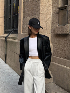 Manteau Streetwear Vintage Automne Hiver <span class=keywords><strong>en</strong></span> Faux Cuir, Longues Manches, Veste Décontractée à Revers et Boutonnage Simple <span class=keywords><strong>pour</strong></span> <span class=keywords><strong>Femme</strong></span> - Product Image 6