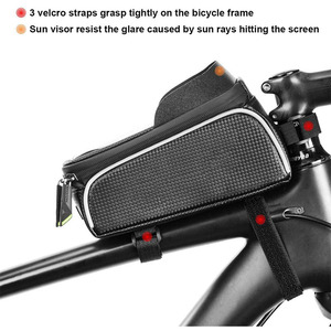 Caliente bicicleta teléfono titular de la bolsa de bicicleta frontal del teléfono marco bolsa con 3 vel cro correas - Product Image 2