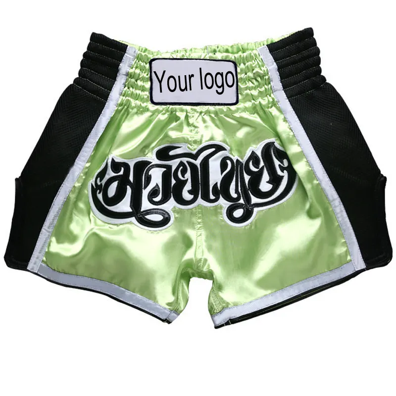 Shorts de muay thai para luta, calções de luta para mma, personalize o seu logotipo